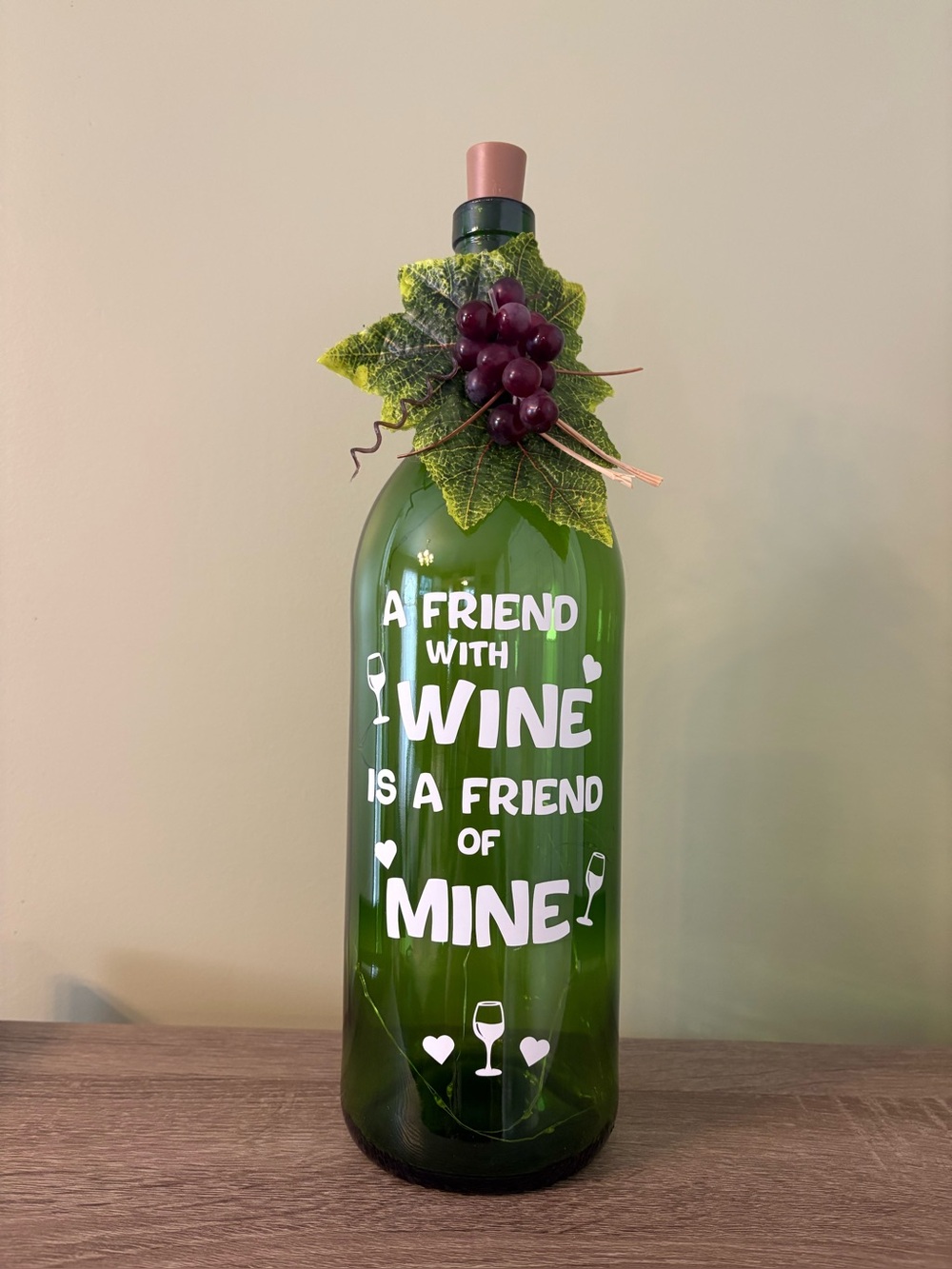 Decorated Bottles, Gifts for Friends, Home Decor, Lighted Bottles